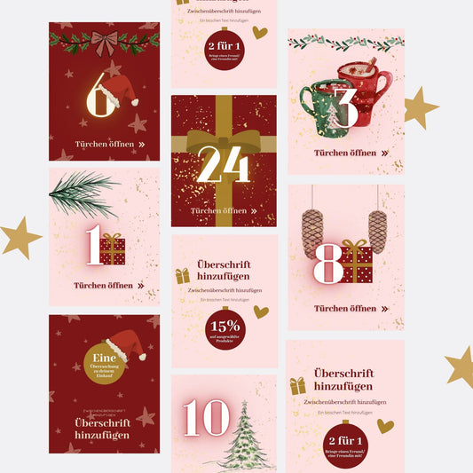 Social Media Adventskalender Template Set Wintertraum ✨ | Canva Vorlagen für Instagram, Facebook & Pinterest