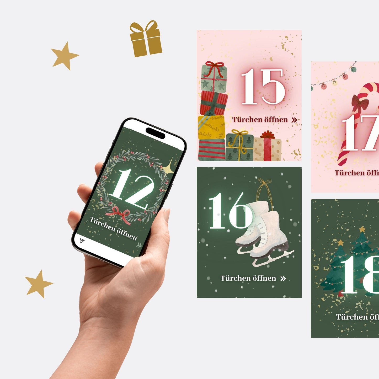 Social Media Adventskalender Template Set Pastell ✨ | Canva Vorlagen für Instagram, Facebook & Pinterest