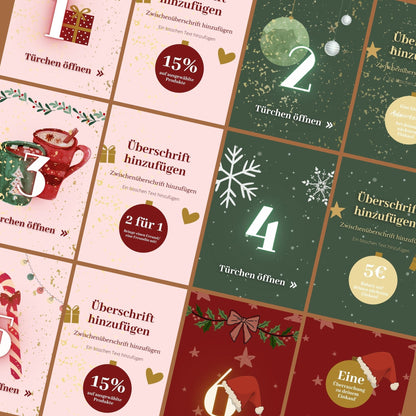 Social Media Adventskalender Template Set Pastell ✨ | Canva Vorlagen für Instagram, Facebook & Pinterest