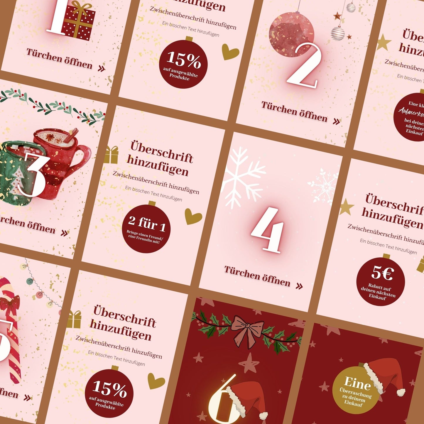 Social Media Adventskalender Template Set Wintertraum ✨ | Canva Vorlagen für Instagram, Facebook & Pinterest