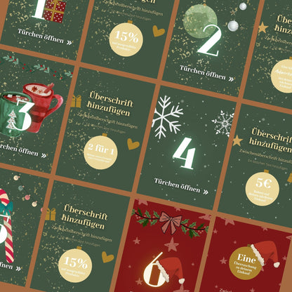 Social Media Adventskalender Template Set Tannenbaum ✨ | Canva Vorlagen für Instagram, Facebook & Pinterest