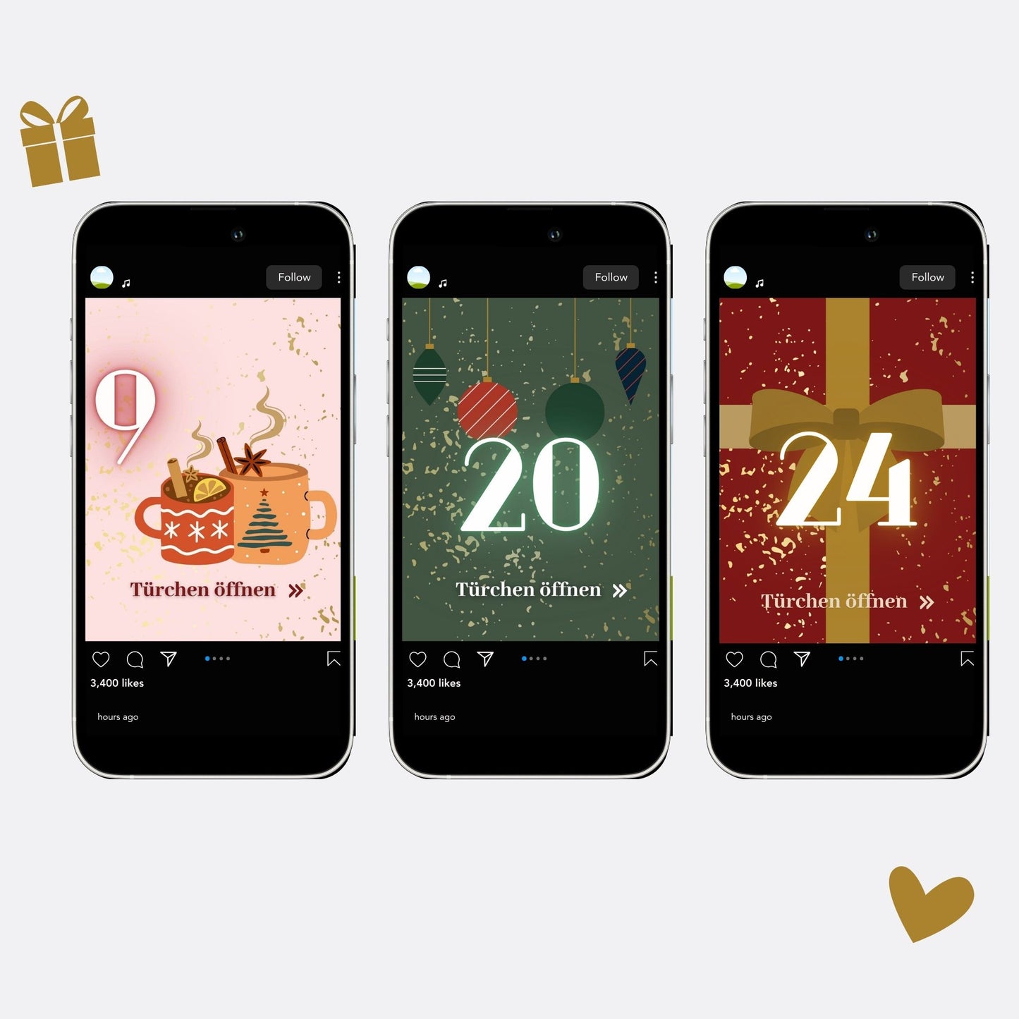 Social Media Adventskalender Template Set Pastell ✨ | Canva Vorlagen für Instagram, Facebook & Pinterest