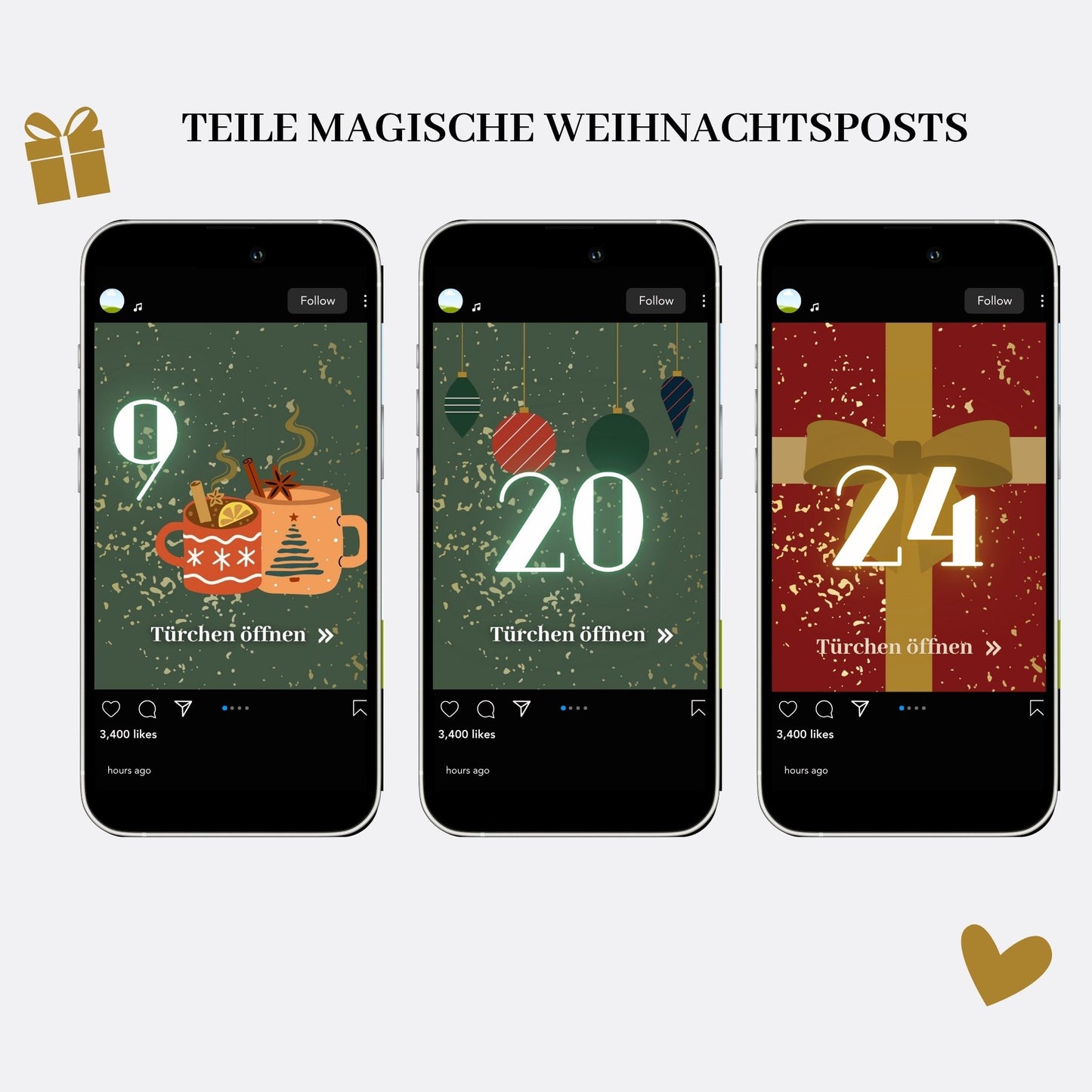 Social Media Adventskalender Template Set Tannenbaum ✨ | Canva Vorlagen für Instagram, Facebook & Pinterest
