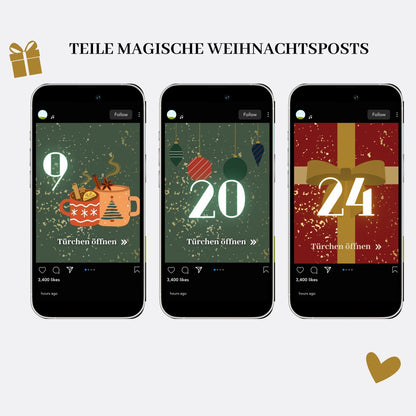 Social Media Adventskalender Template Set Tannenbaum ✨ | Canva Vorlagen für Instagram, Facebook & Pinterest