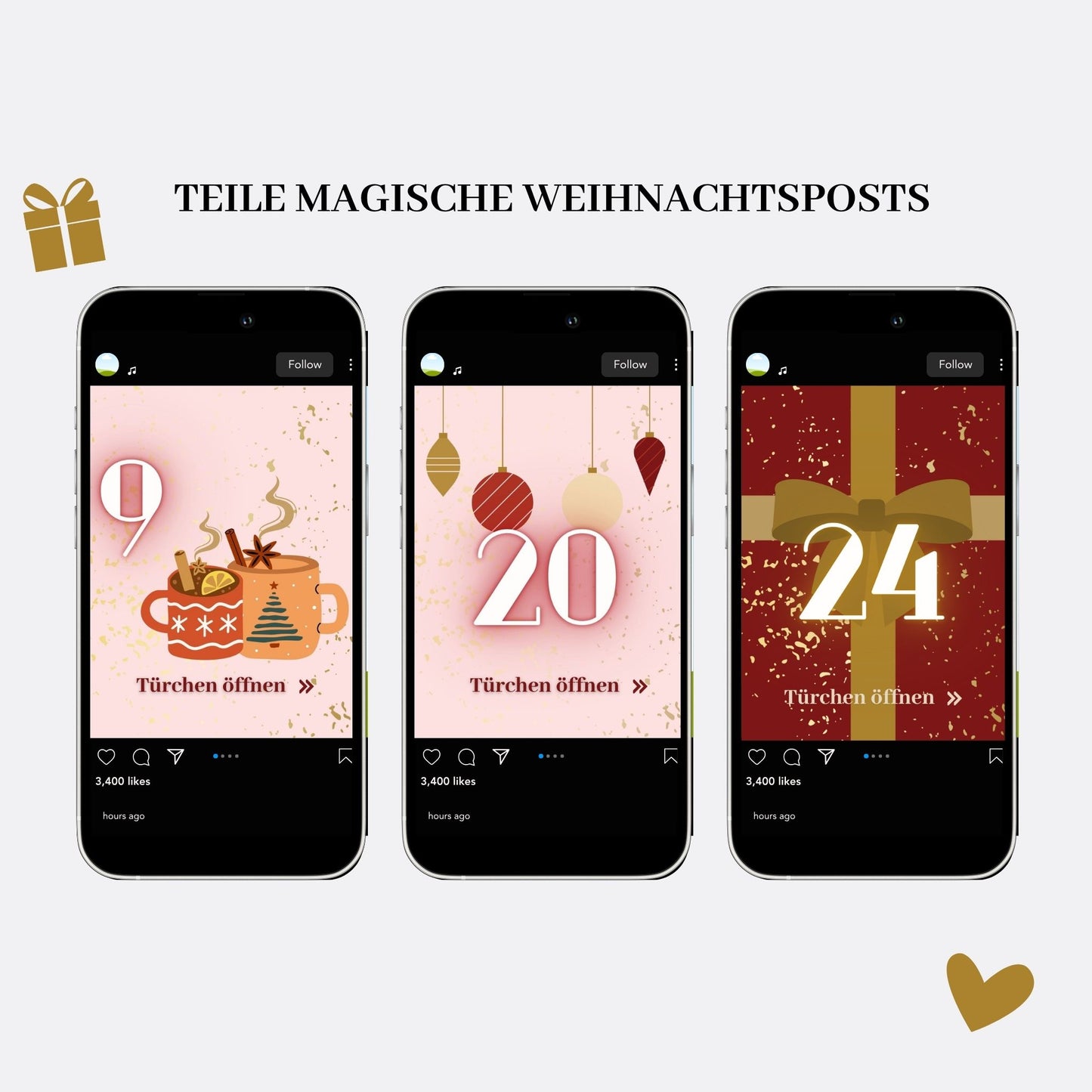 Social Media Adventskalender Template Set Wintertraum ✨ | Canva Vorlagen für Instagram, Facebook & Pinterest