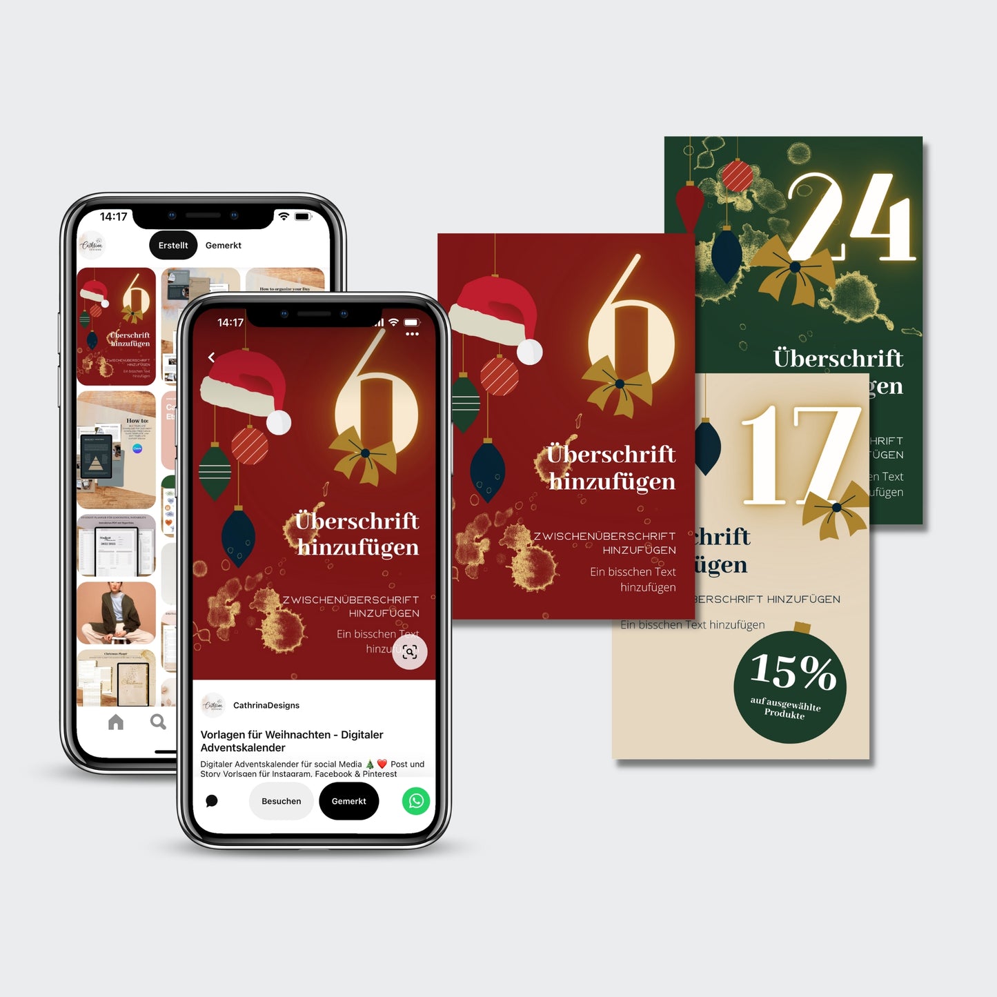 Digitaler Adventskalender Canva Vorlage Instagram Social Media Pinterest story