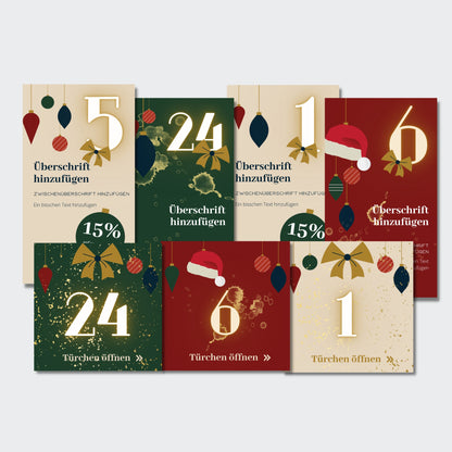 Digitaler Adventskalender Canva Vorlage Instagram Social Media Post und Story