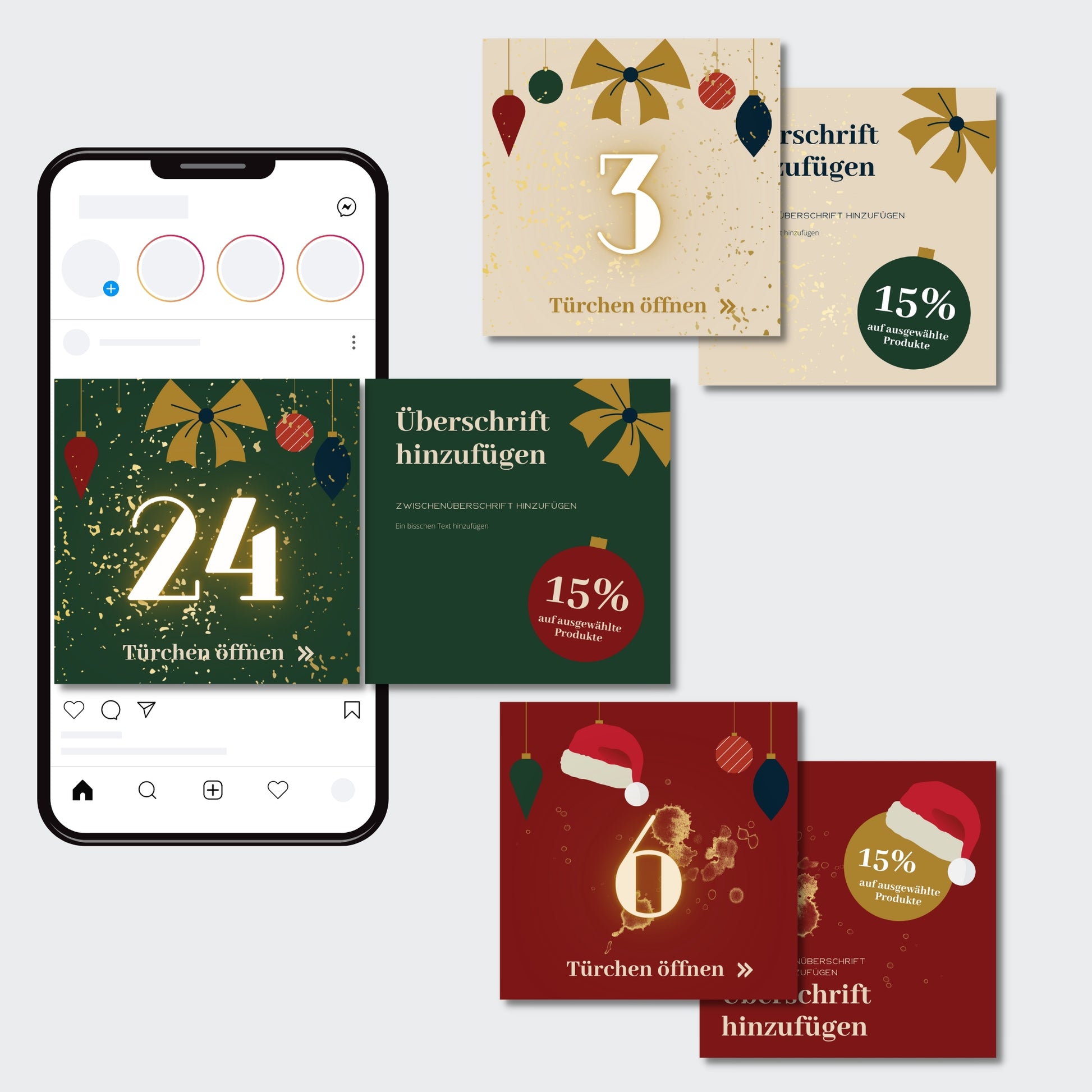 Digitaler Adventskalender Canva Vorlage Instagram Social Media