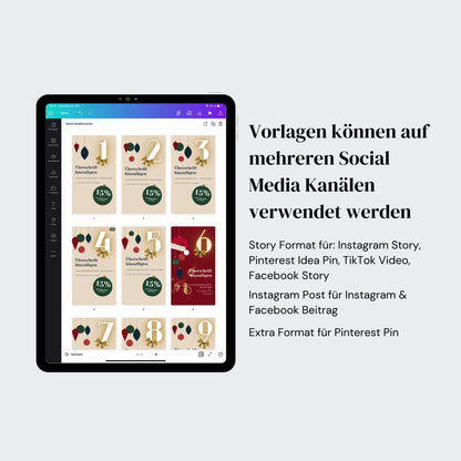 Digitaler Adventskalender Canva Vorlage Instagram Social Media