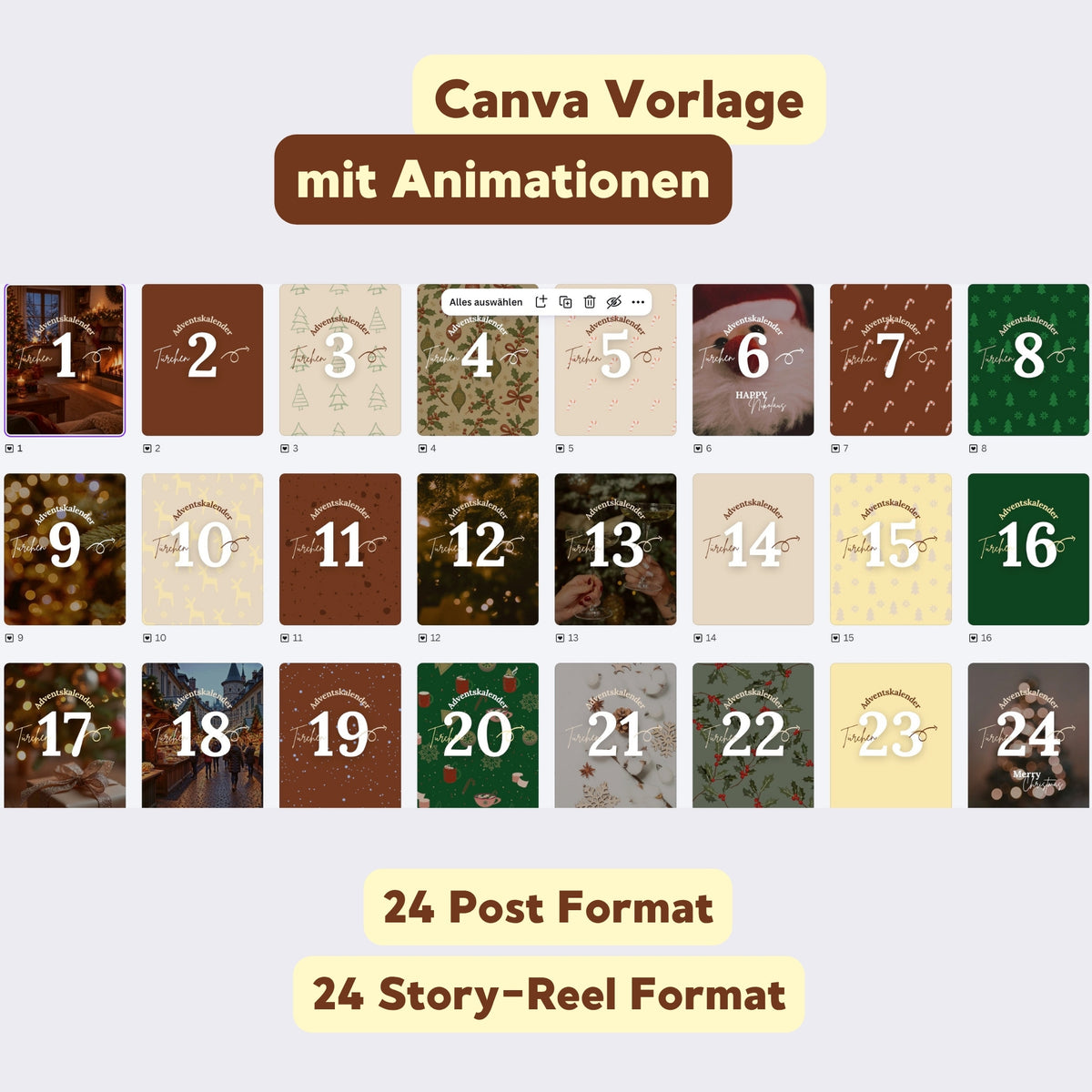 Instagram Adventskalender mit 24 Posts im 4 zu 5 Format