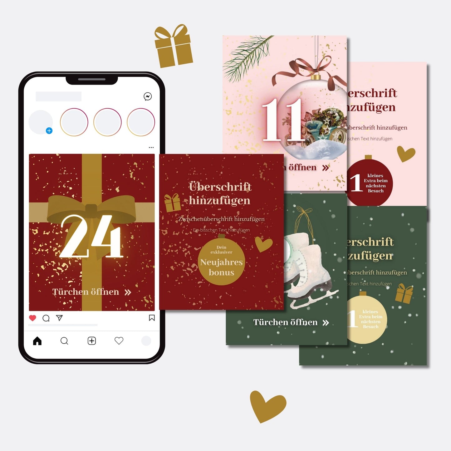 Social Media Adventskalender Template Set Pastell ✨ | Canva Vorlagen für Instagram, Facebook & Pinterest