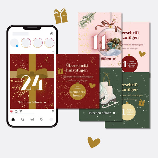 Social Media Adventskalender Template Set Pastell ✨ | Canva Vorlagen für Instagram, Facebook & Pinterest