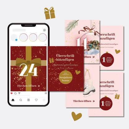 Social Media Adventskalender Template Set Wintertraum ✨ | Canva Vorlagen für Instagram, Facebook & Pinterest