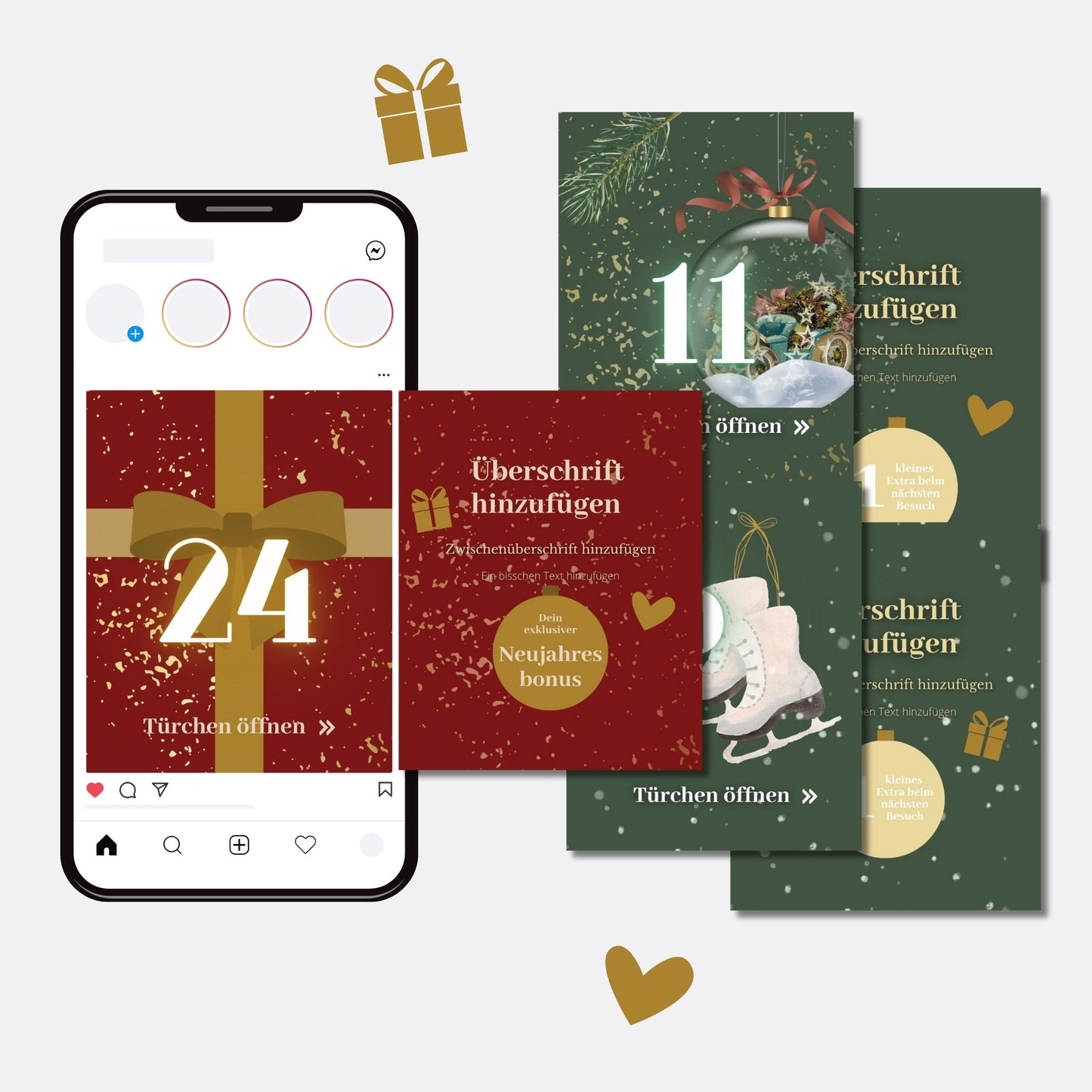Social Media Adventskalender Template Set Tannenbaum ✨ | Canva Vorlagen für Instagram, Facebook & Pinterest