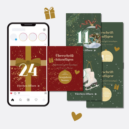 Social Media Adventskalender Template Set Tannenbaum ✨ | Canva Vorlagen für Instagram, Facebook & Pinterest
