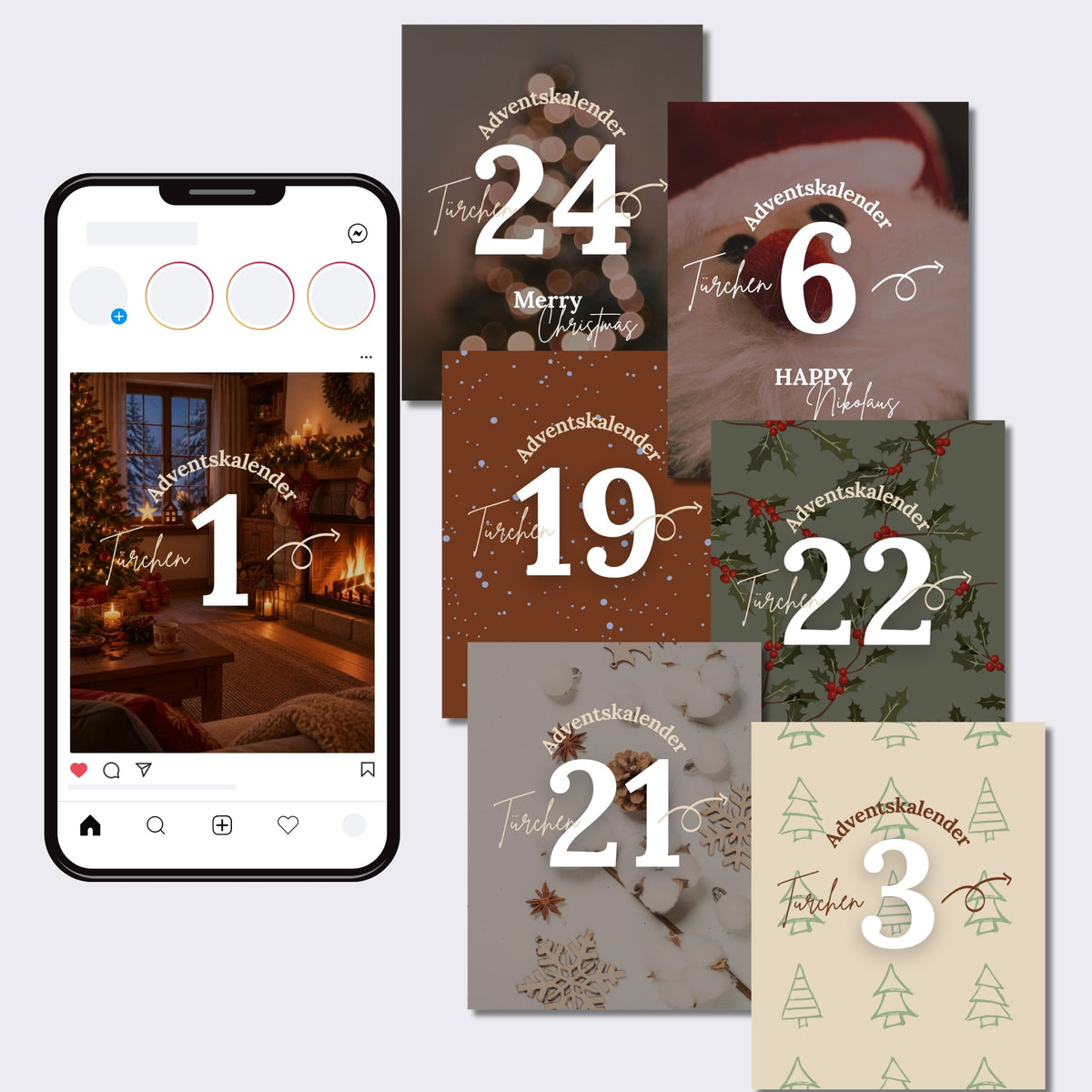 48 Canva Vorlagen für Social Media Adventskalender und Weihnachtsmarketing
