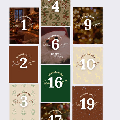 Instagram Adventskalender Vorlagen mit eigenen Bildern und Videos anpassbar