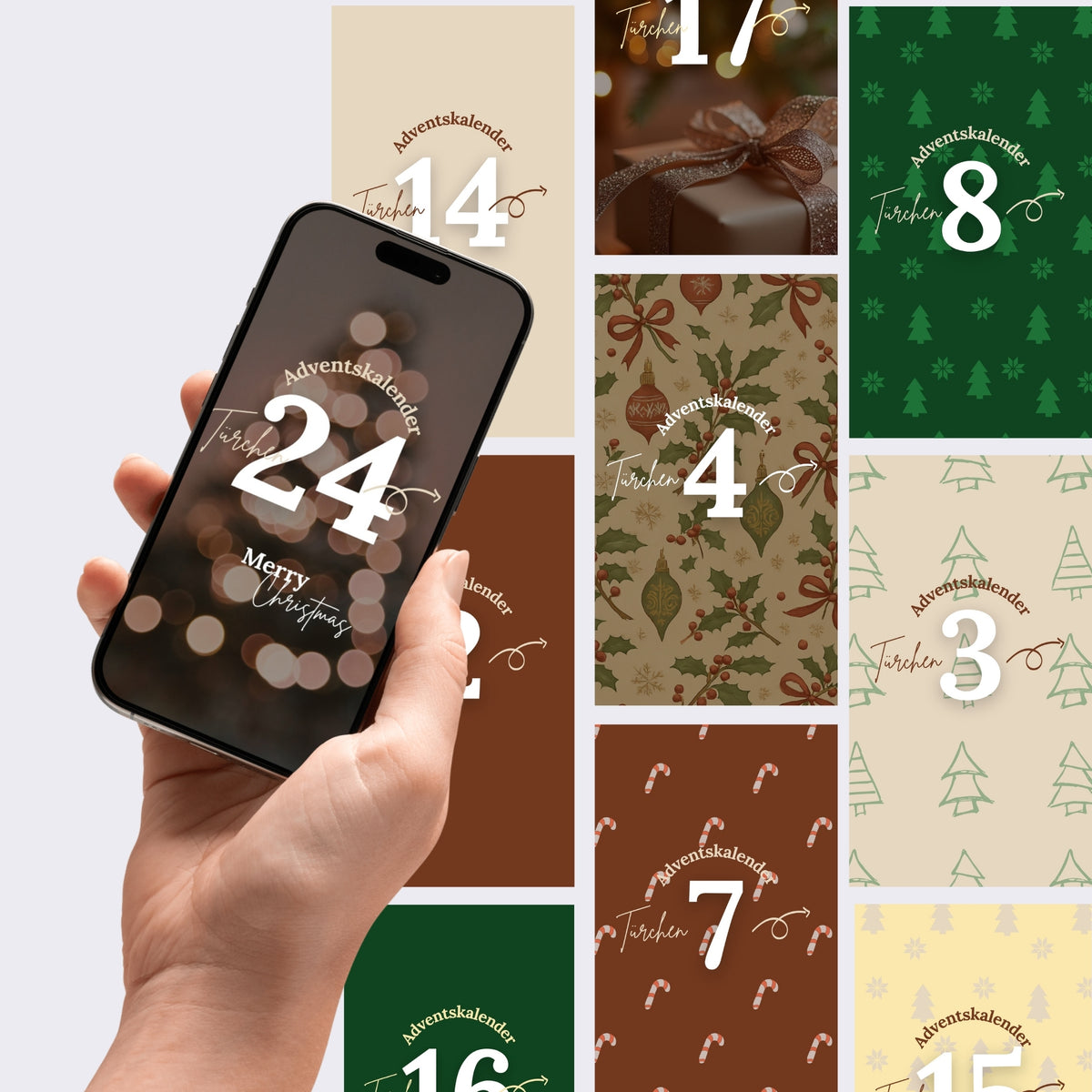 Animierte Adventskalender Canva Vorlage für Instagram Stories und Reels