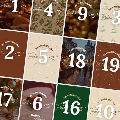 Canva Social Media Adventskalender mit verschiedenen Weihnachtsdesigns