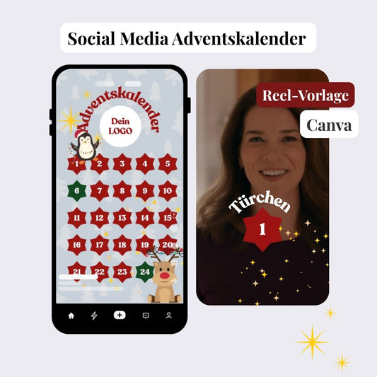 Digitaler Adventskalender Reel Canva Vorlage für Instagram
